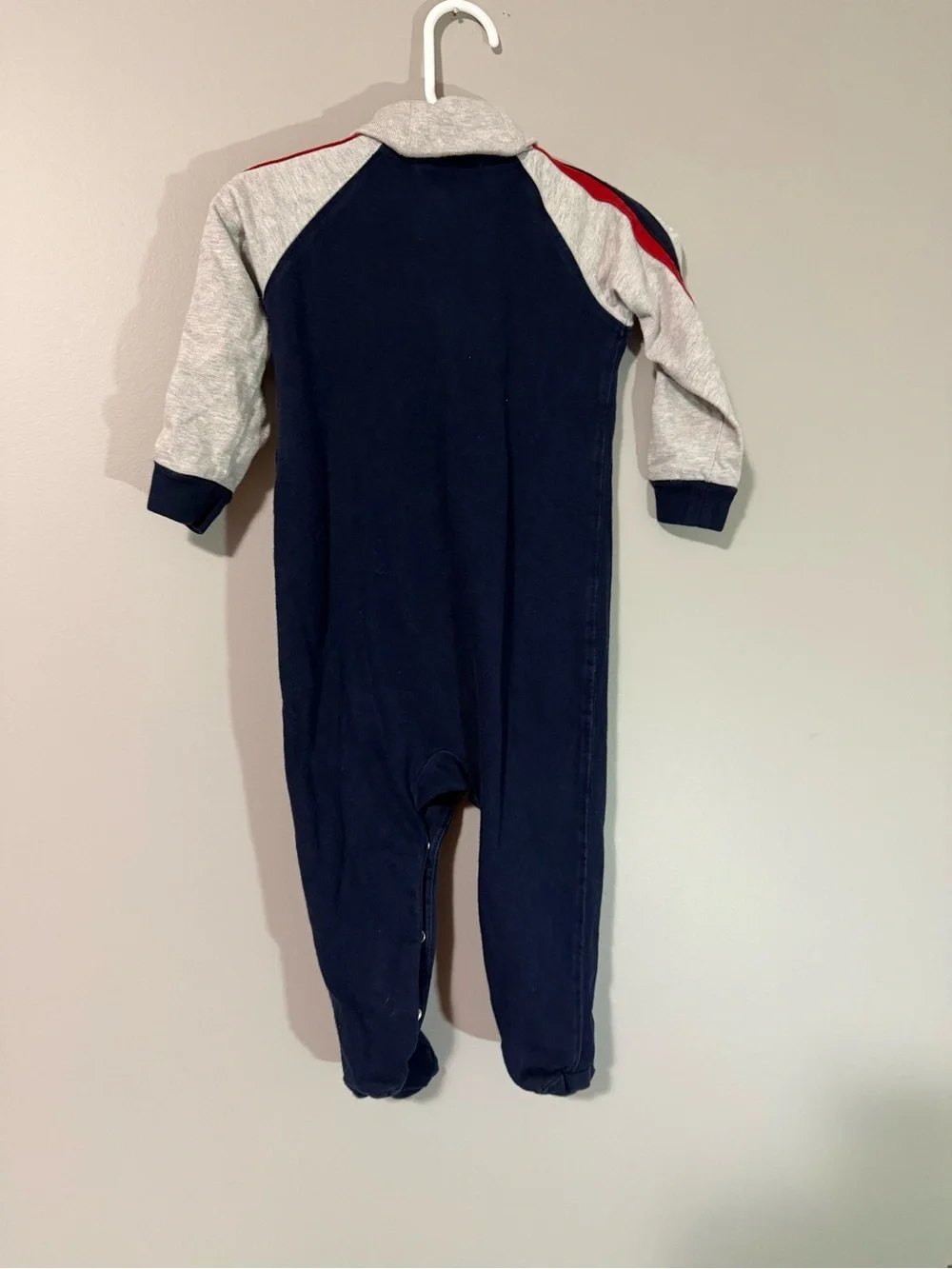 Ralph Lauren Navy, Gray & Red Baby Footed One-Piece Size 9 Months Like New